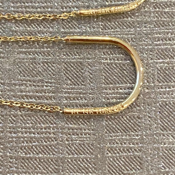 HP NWT 14k Gold threader earrings diamond cut gold - Picture 3 of 6